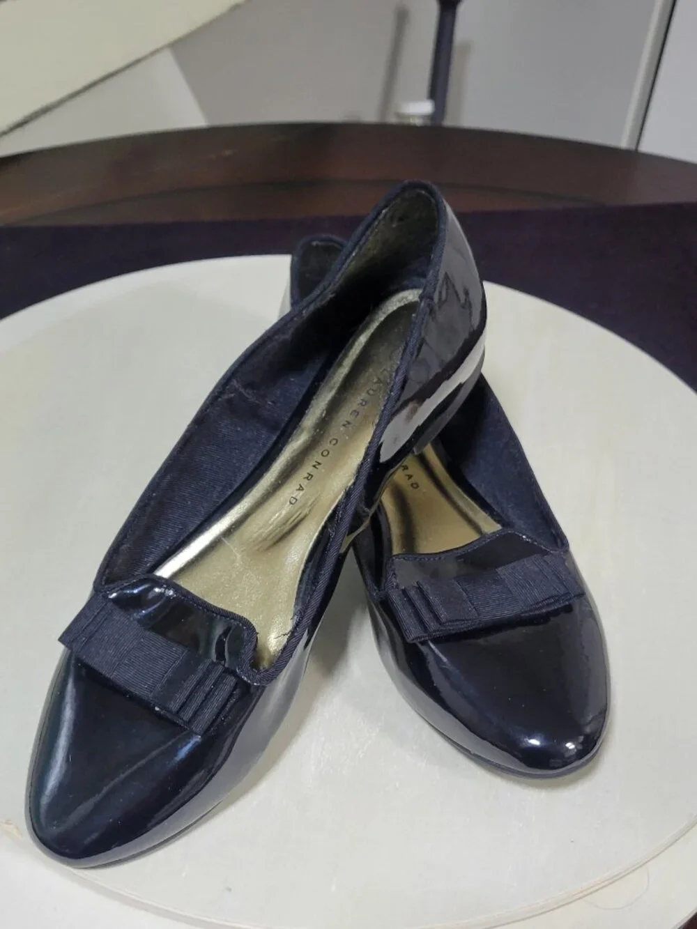 LC - Lauren Conrad Black Faux Patent Leather Loafers [Item # SF02]